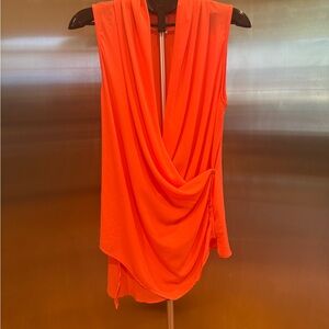 NEW Glam Vibrant Orange Sleeveless Blouse NWOT